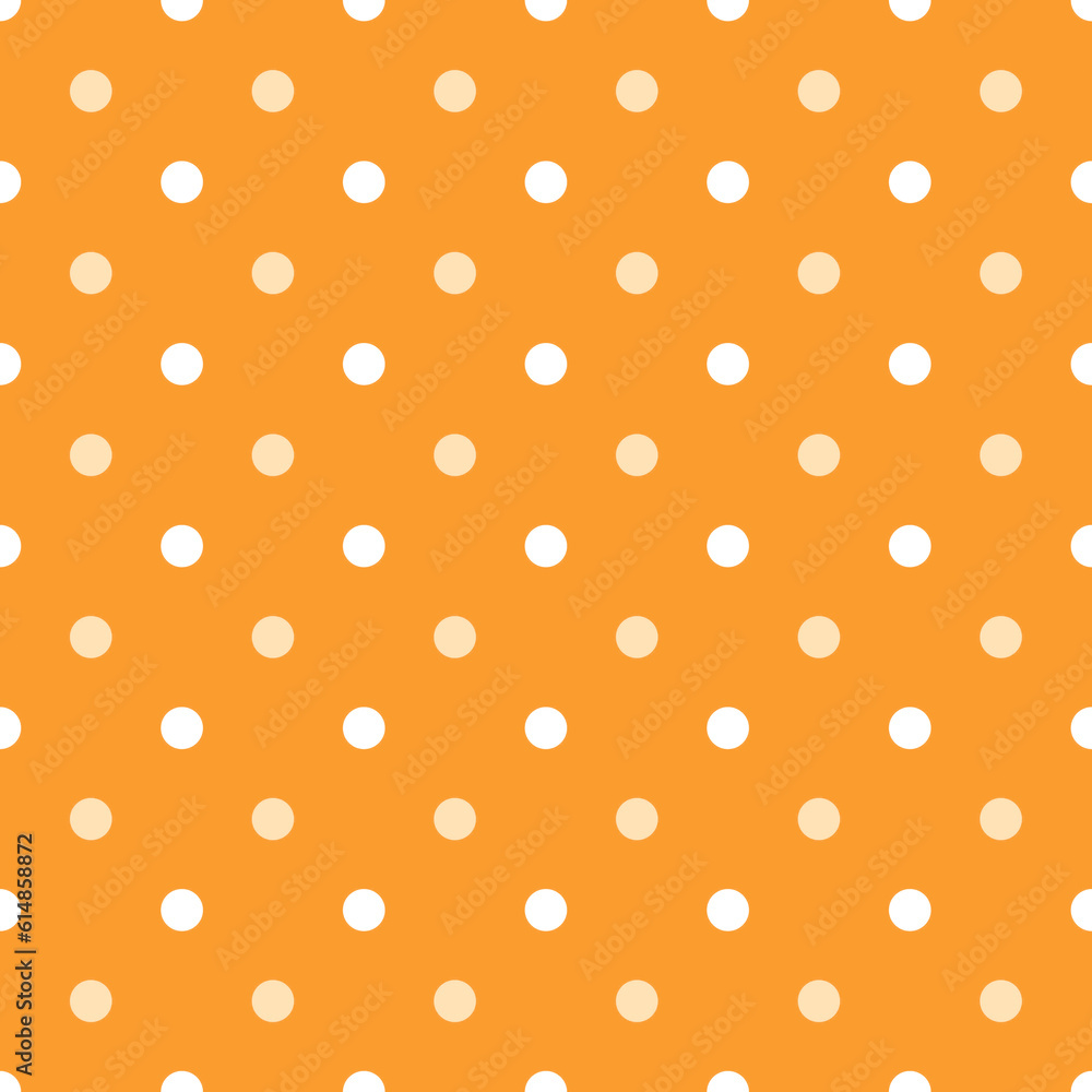 Orange and White Large Polka Dots Pattern Repeat Background