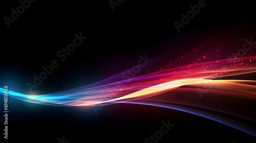 Abstract, colorful stylish light trails with motion effects. Illustration of high-speed light effect on black background.