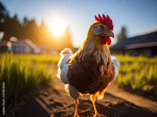 portrait of chicken look on camera. ai generative