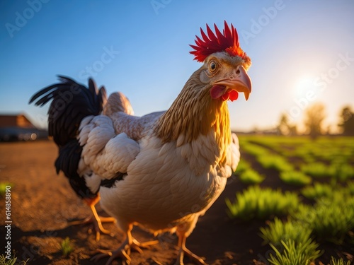 portrait of chicken look on camera. ai generative