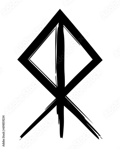 Hand drown full editable norse symbol for being brave.