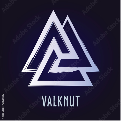 Hand drawn full editable norse  symbol of valknut. 