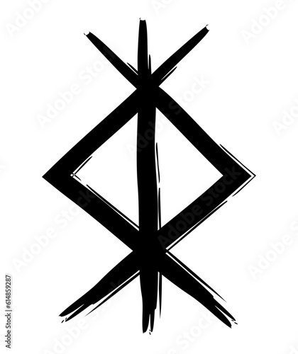 Hand drown full editable norse symbol for protection.