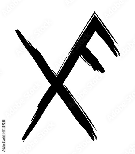 Hand drown full editable norse symbol for good luck.