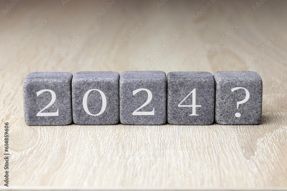 The inscription on the cubes "2024?", what awaits in 2024. Plan for