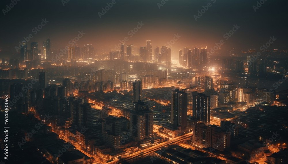 Beijing futuristic skyline glows with city life at night generated by AI