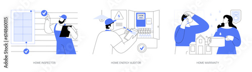 Residential area building inspection abstract concept vector illustrations.