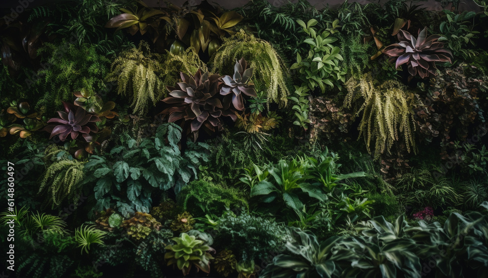 The multi colored flower head adds beauty to the tropical rainforest generated by AI The multi colored flower head adds beauty to the tropical rainforest generated by AI