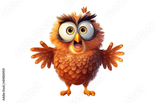 Cheerful Owl Cartoon Character on Transparent Background. AI