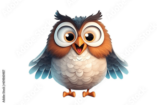 Cheerful Owl Cartoon Character on Transparent Background. AI © Usmanify