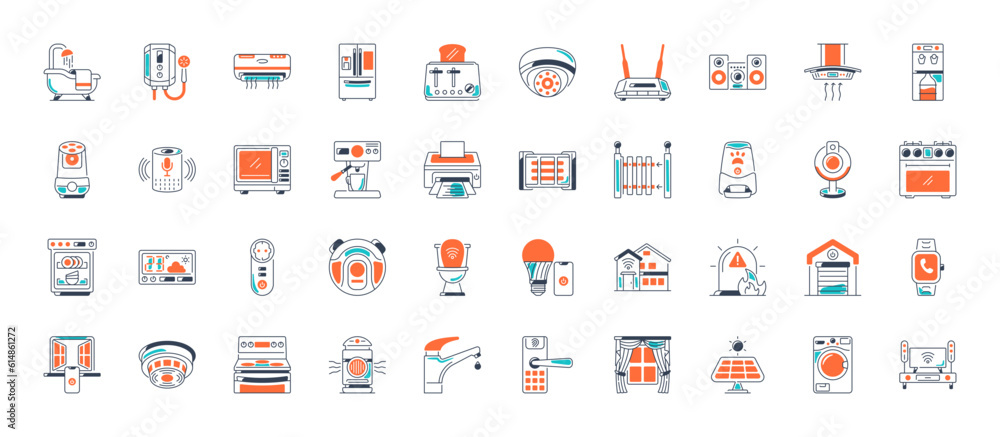 Smart home icon set. Collection of smart house with automation control system vector illustration. Technology concept.
Smart home icon set. Collection of smart house with automation control system vector illustration. Technology concept.