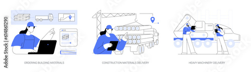 Construction supply management abstract concept vector illustrations.