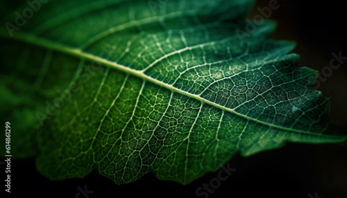 The leaf vein symmetry and vibrant green color exude freshness generated by AI