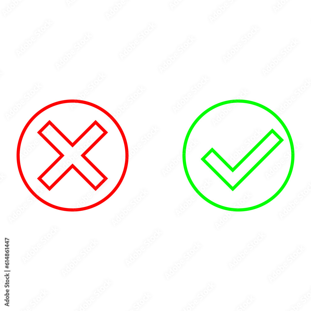 Ok vector icon set. Check mark illustration sign collection. Yes and no symbol or logo. Ok vector icon set. Check mark illustration sign collection. Yes and no symbol or logo.