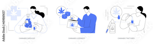 Medical cannabis products abstract concept vector illustrations.