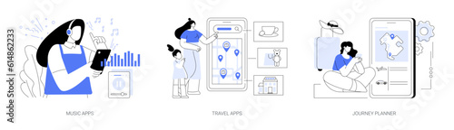 Lifestyle applications abstract concept vector illustrations.
