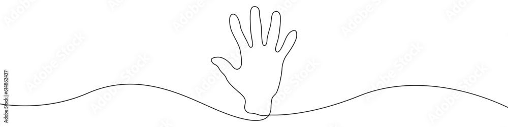 Hand sign icon line continuous drawing vector. One line Fingers icon vector background. Palm icon. Continuous outline of a Five fingers icon. Hand sign icon line continuous drawing vector. One line Fingers icon vector background. Palm icon. Continuous outline of a Five fingers icon.