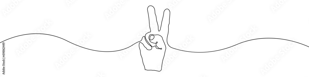 Hand sign icon line continuous drawing vector. One line Fingers icon vector background. Two fingers icon. Continuous outline of a Two fingers peace icon. Hand sign icon line continuous drawing vector. One line Fingers icon vector background. Two fingers icon. Continuous outline of a Two fingers peace icon.
