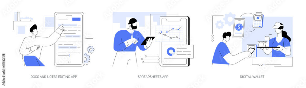 Financial apps abstract concept vector illustrations. Financial apps abstract concept vector illustrations.