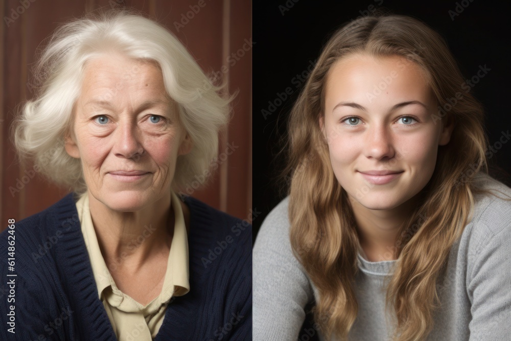 Portrait of two female generations, generative AI content. Portrait of two female generations, generative AI content.