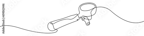 Holder icon line continuous drawing vector. One line Holder for a coffee machine icon vector background. Barista tool icon. Continuous outline of a Barista tool icon.