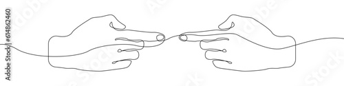 hands icon line continuous drawing vector. One line Index fingers icon vector background. Symbol of embarrassment icon. Continuous outline of a Hands icon.