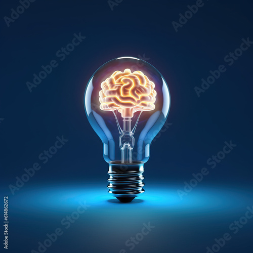 The glowing brain inside a bulb (ID: 614862672)