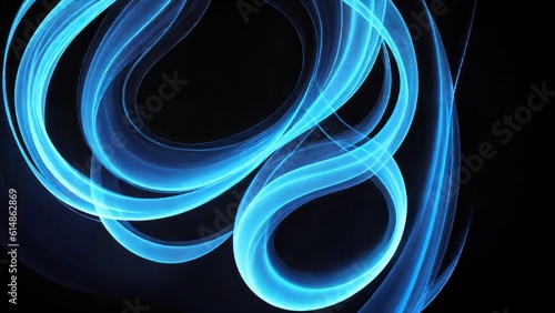 Blue flames of a gas stove on a black background. close-up. abstract illustration