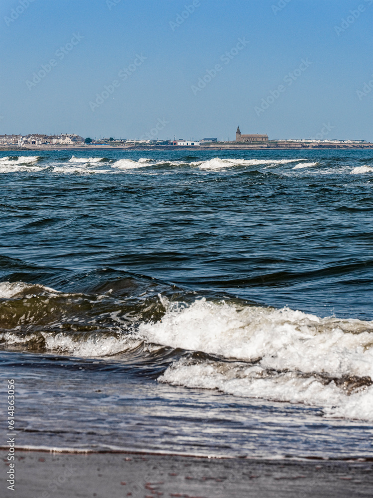 View from Cambois beach to Newbiggin by the Sea, Northumberland, UK