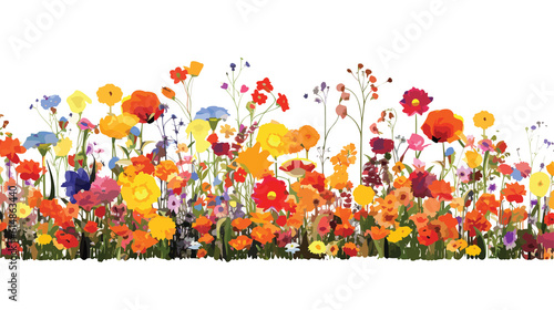 Print:Realistic wildflower field with colorful flowers.Generative AI illustration. photo