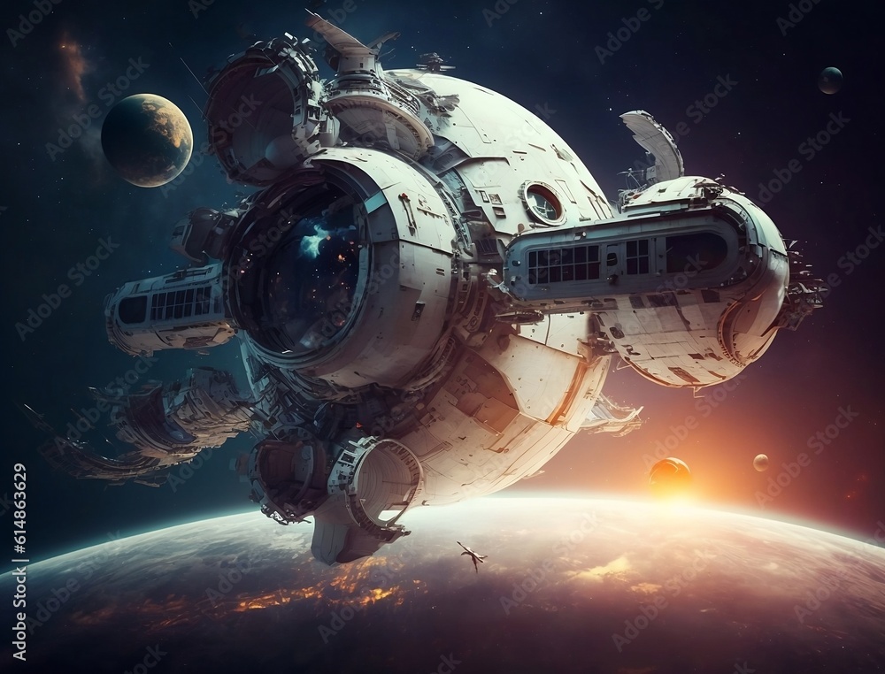 Building a space station. Created with Generative AI technology Building a space station. Created with Generative AI technology