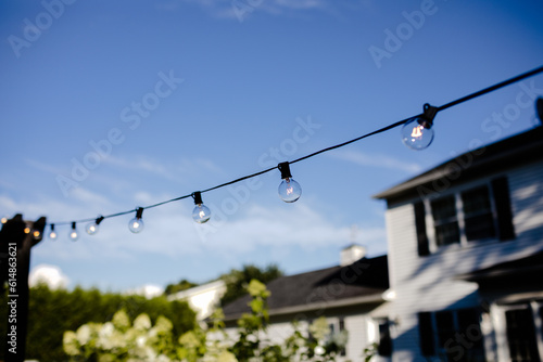String lights as back yard decoration.