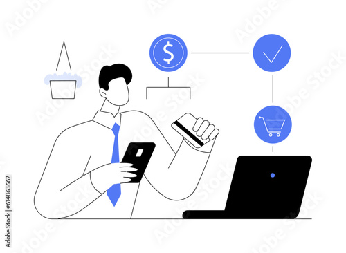 Making payments online abstract concept vector illustration.