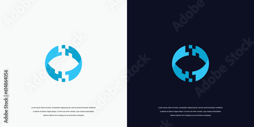 Logo initial O digital technology logo icon vector
