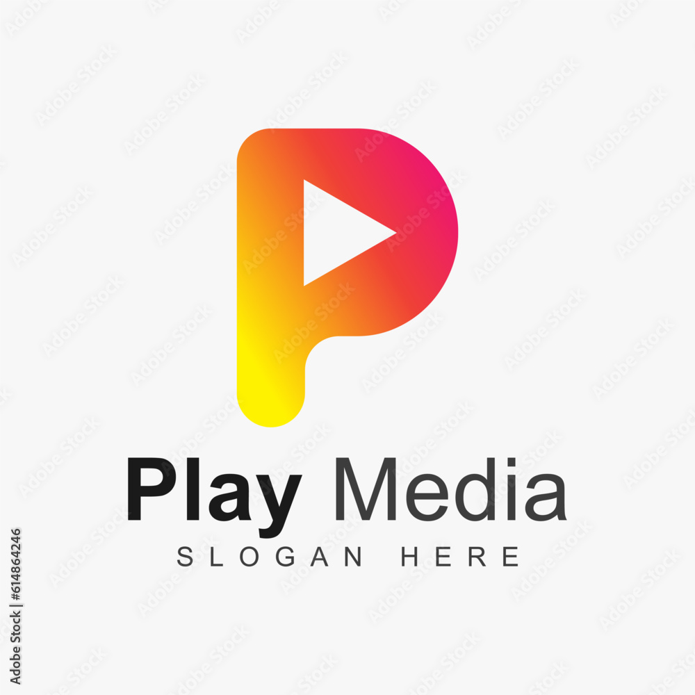 Letter P Play Media Logo Design Vector illustration. Letter P Play Media Logo Design Vector illustration.