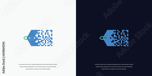Pixel Tag logo designs concept vector,