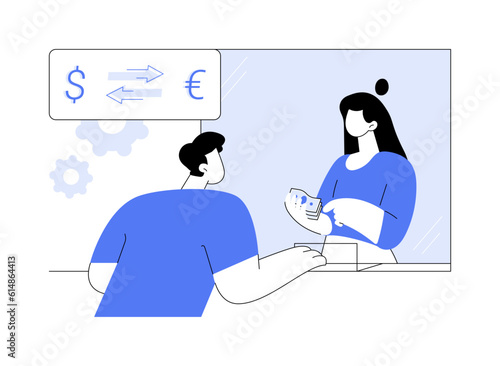 Currency exchange abstract concept vector illustration.