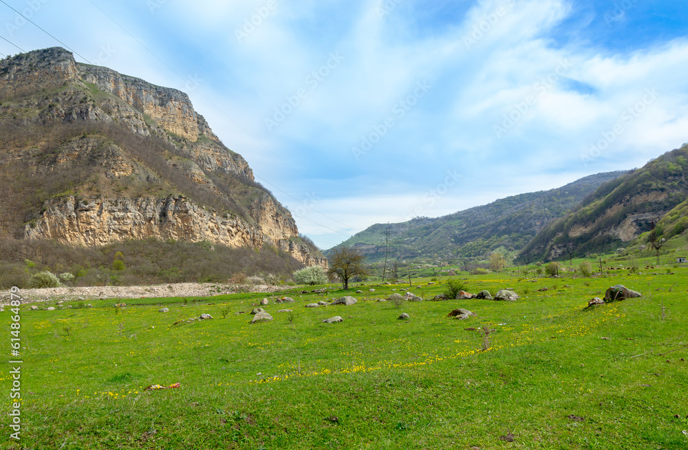 Kabardino-Balkarian Republic, Russia. Beautiful summer landscape of Caucasus mountain. Travel nature panorama