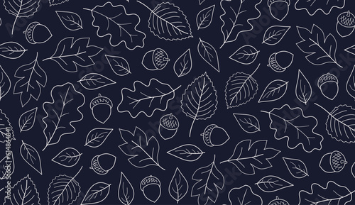 Seamless autumn pattern with acorns and oak leaves