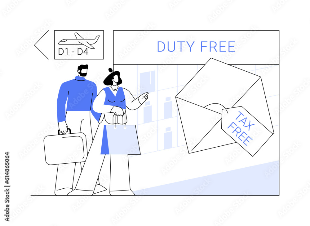 Duty free shop abstract concept vector illustration.