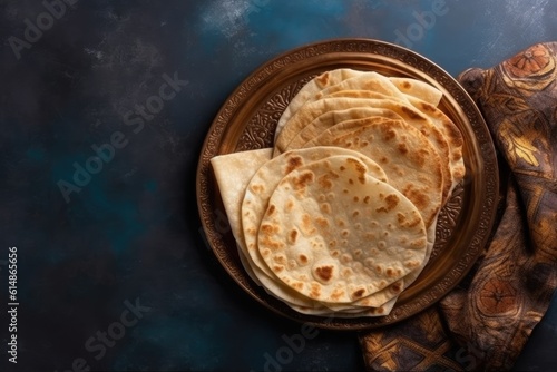 Arabic bread. Flat pita bread. Generative AI photo