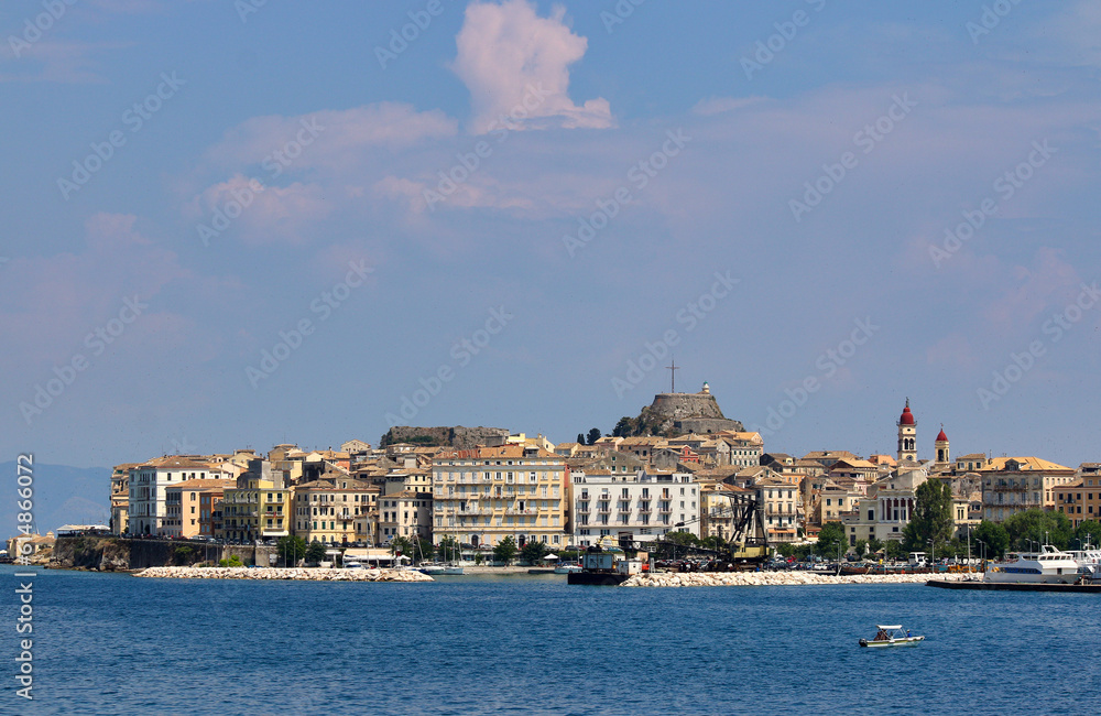 Naklejka premium Old town Corfu cityscape Greece summertime