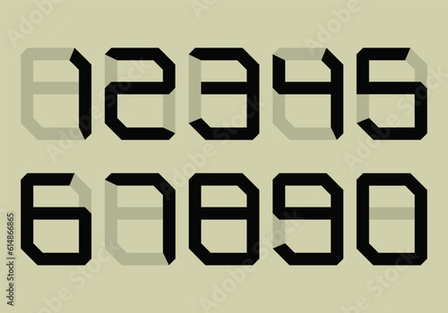 Electronic figures. LCD numbers for a electronic devices. Digital numbers. Vector illustration.