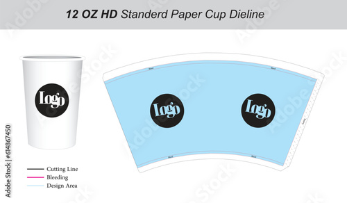 Obraz na płótnie 12oz Paper cup die cut template keyline sleeve w salonie