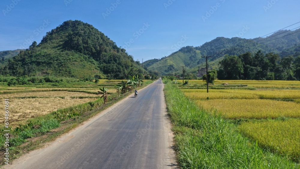 Country road on the way to Luang Prabang Laos