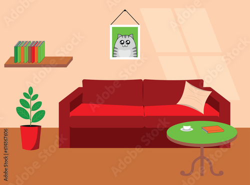 Interior of a room with a sofa