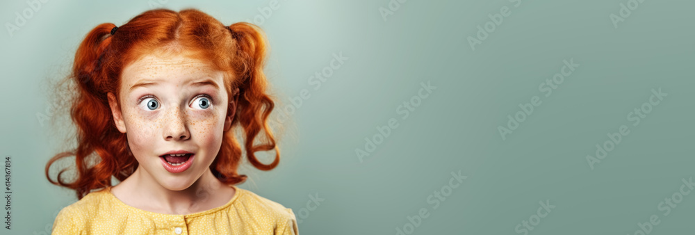 Little Rascal Ginger Smiling small ginger red curly hair girl with freckles. She looks cute ...