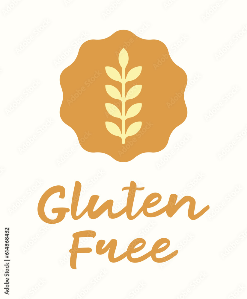 Gluten free, zero wheat, vegan, food intolerance. Eco friendly, label. Healthy, health, nutrition. Tag, sticker, vector, icon, illustration