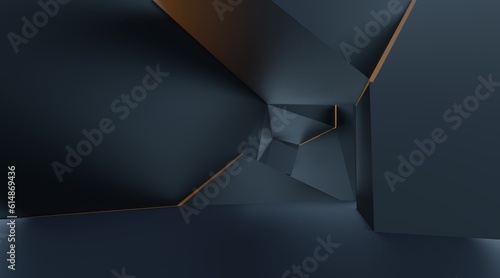 Fototapeta Naklejka Na Ścianę i Meble -  Futuristic architecture background empty geometric interior with glowing lamps in dark tunnel 3d render