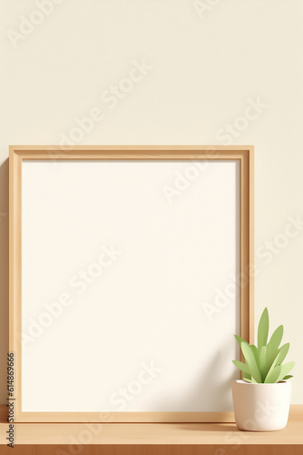wooden picture frame poster mockup Home staging interior Generative AI